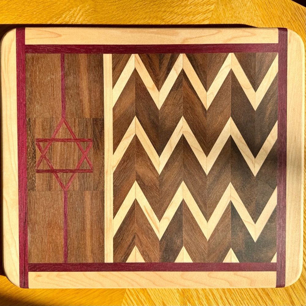 Cutting Board Star of David Mixed Hardwoods Hand Crafted ReversibleJudaica